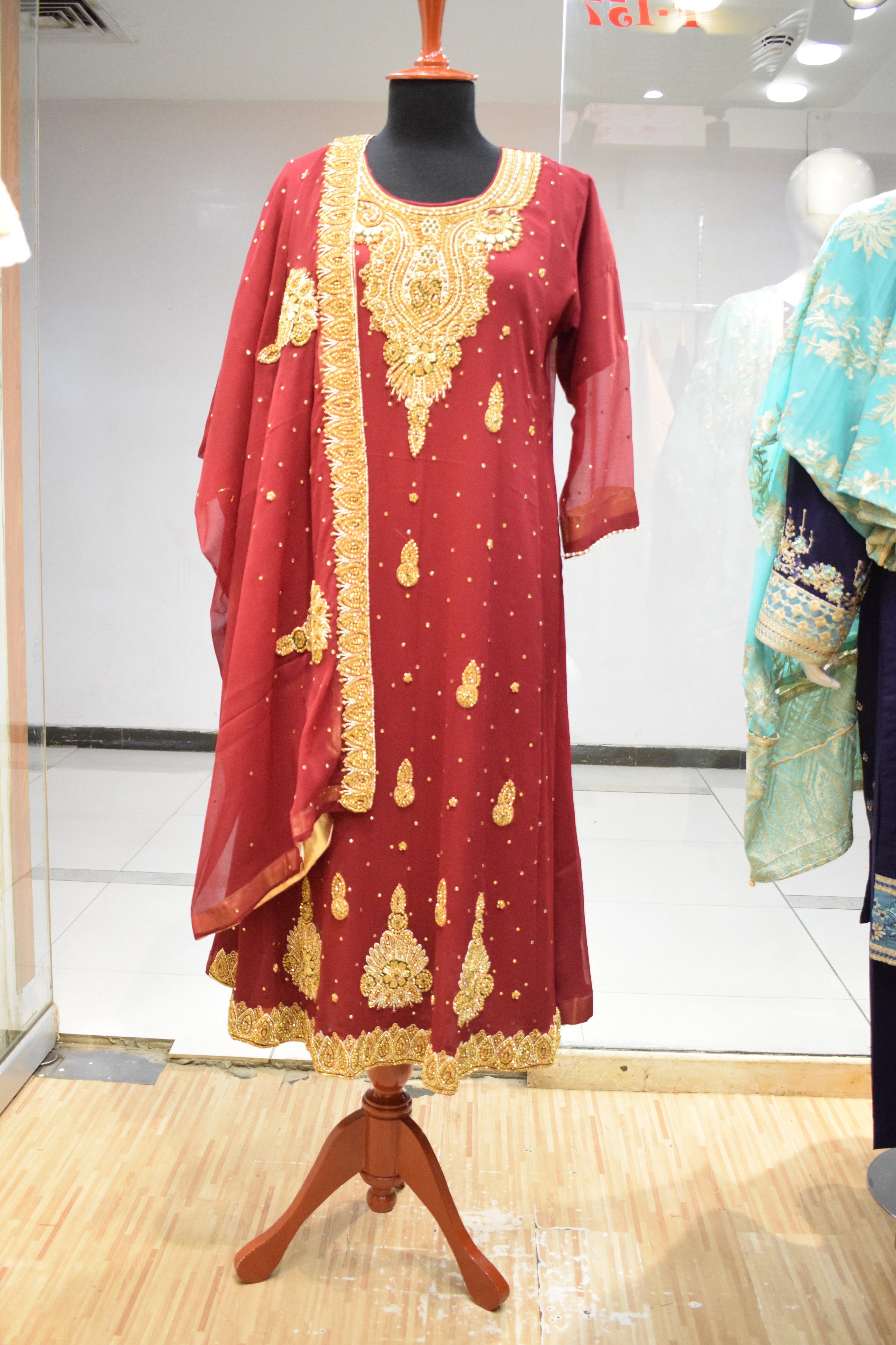 Buy Beautiful Latest Red Hand Embroidery Pakistani Party Wear Dresses Online 2024 - JabeensShop Buy Beautiful Latest Red Hand Embroidery Pakistani Party Wear Dresses Online 2024 - JabeensShop