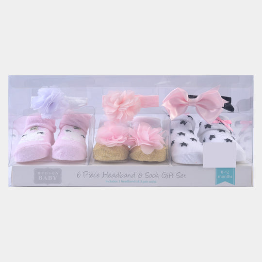, Pack of 3 Gift Set: Baby Girl Socks & Headband, Bachaa Party