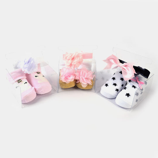 , Pack of 3 Gift Set: Baby Girl Socks & Headband, Bachaa Party