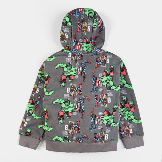 , Fleece hooded jacket, boys grey jacket