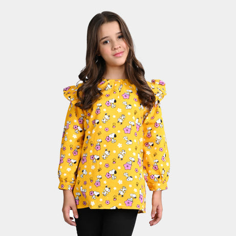 Girls Flannel Casual Top Character Yellow | Free Shipping