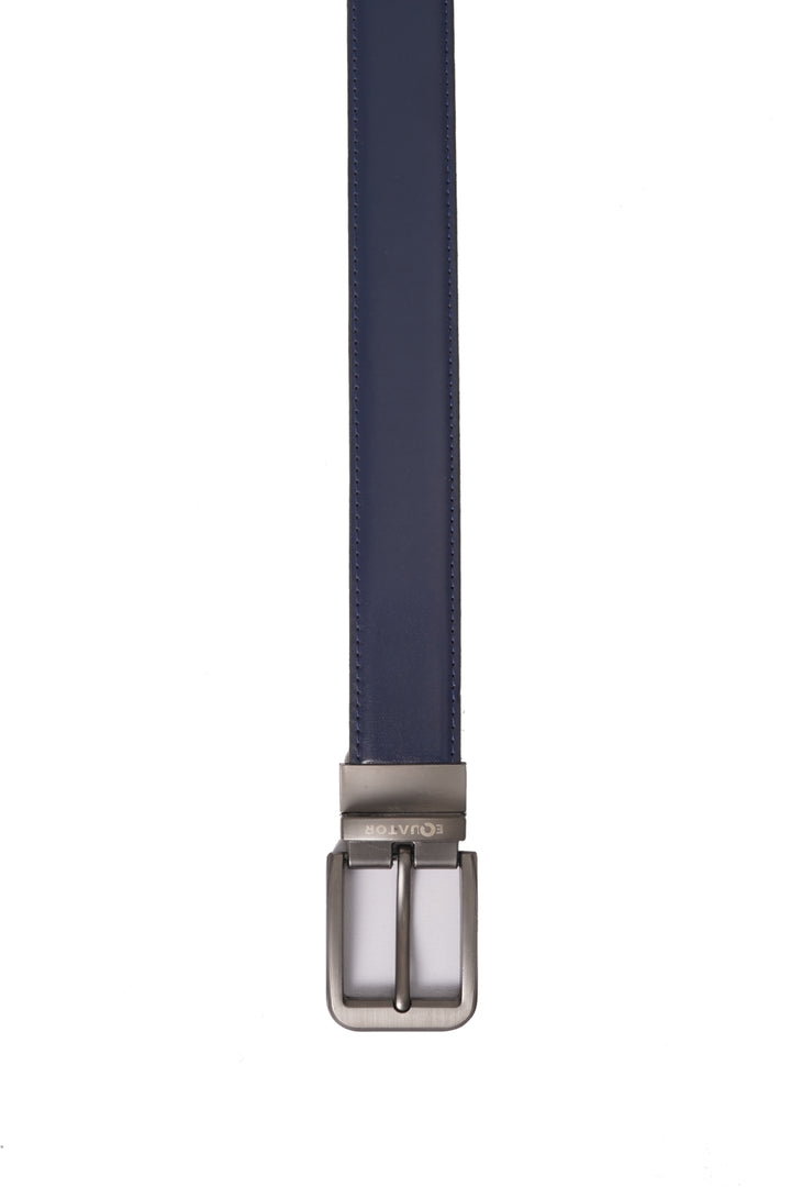 , Equator Stores leather belt, navy and brown