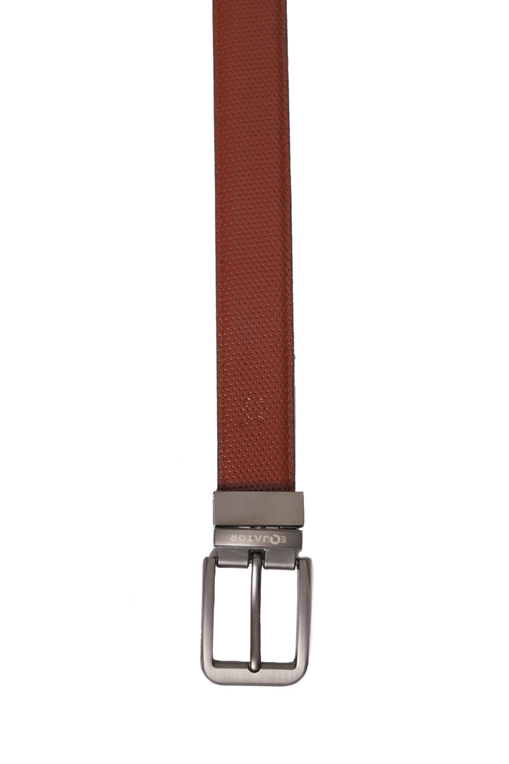 , Equator Stores leather belt, navy and brown