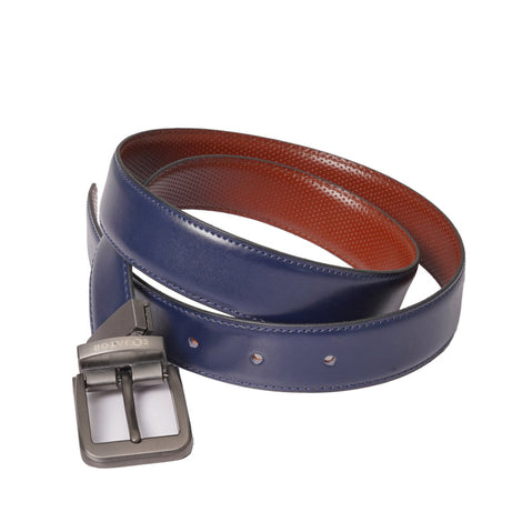 , Equator Stores leather belt, navy and brown
