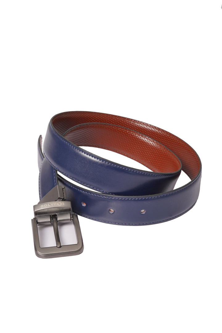 , Equator Stores leather belt, navy and brown