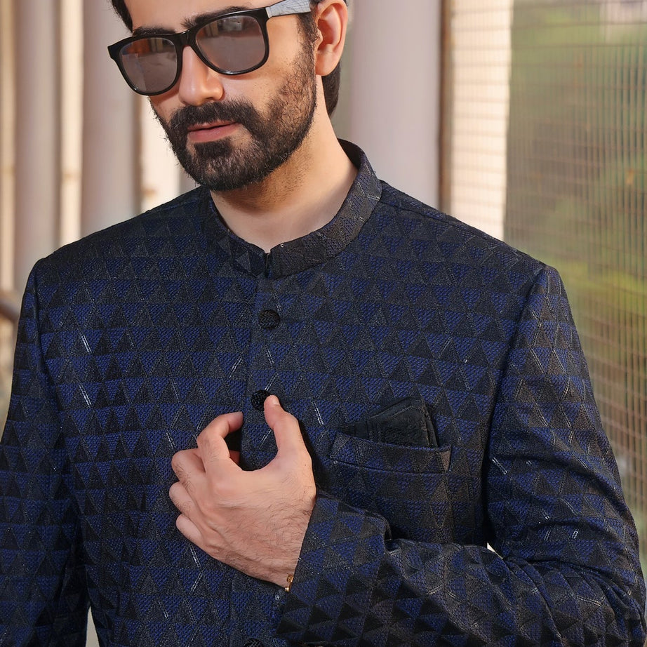 blue sherwani, dulhe ki sherwani, Embroidered Sherwani