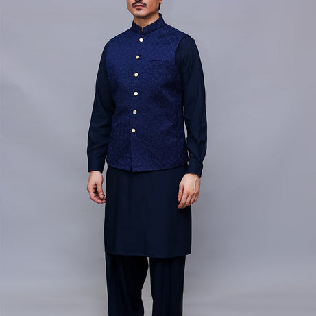 Timeless Classic Satin Silk Navy Blazer Traditional Waistcoat - Latest Quality