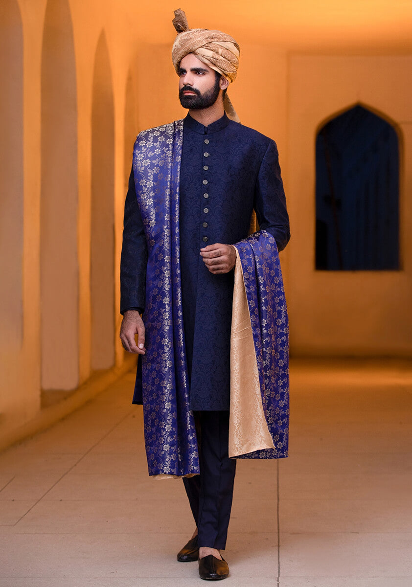 Plain sherwani for groom best sale