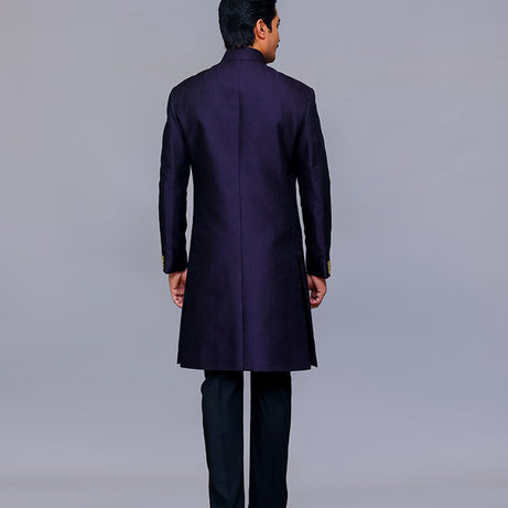 blue sherwani, sherwani, navy blue sherwani