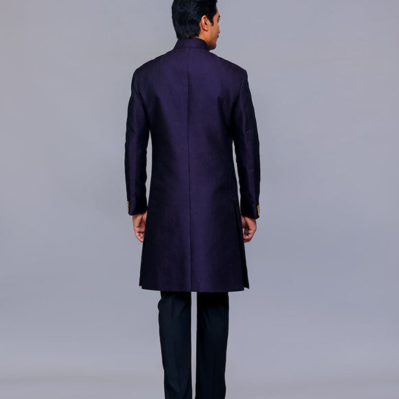 blue sherwani, sherwani, navy blue sherwani