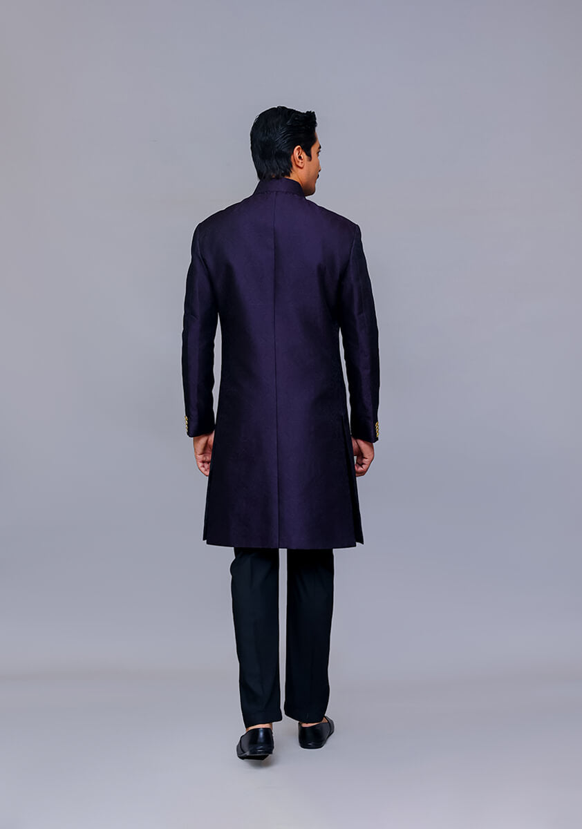 blue sherwani, sherwani, navy blue sherwani