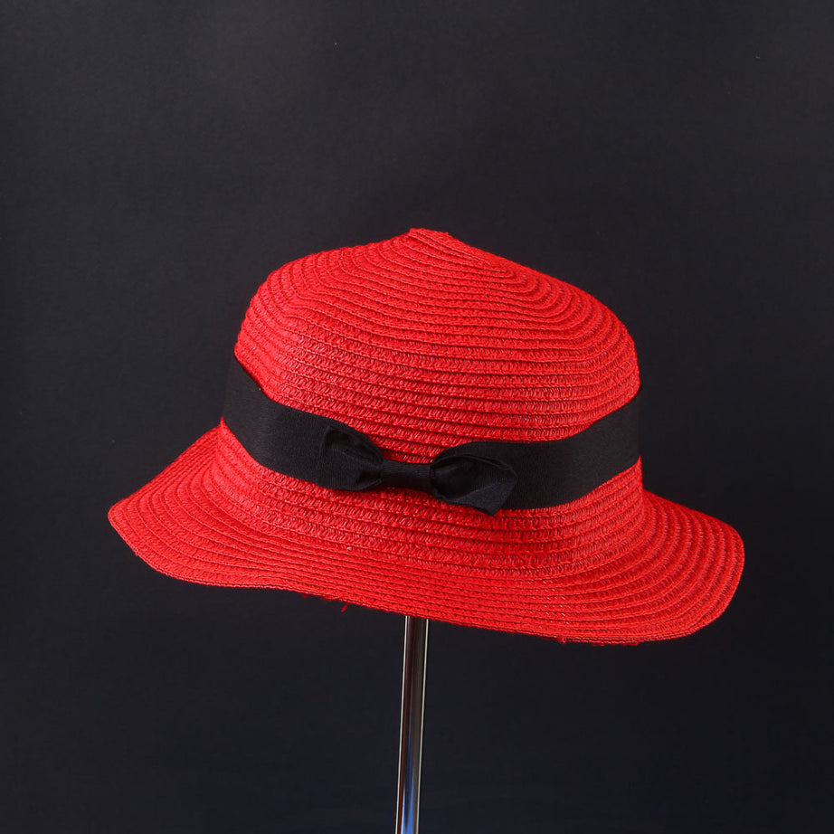 Stylish Extra-Quality Red Fashion Bow Casual Brim Cap: Add Charm to Your Casual Look
