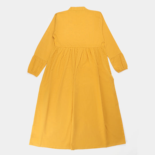 , Embroidered khaddar long dress, teens girls khaddar dress