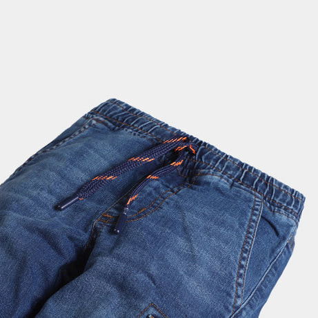 , Boys denim adventure pants, mid blue denim