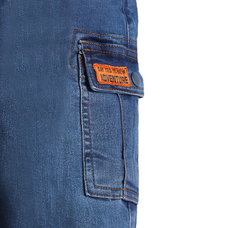 , Boys denim adventure pants, mid blue denim