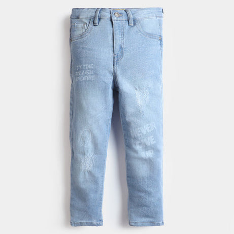 Embrace Style and Resilience with BOYS DENIM PANT NEVER GIVE UP-ICE BLUE