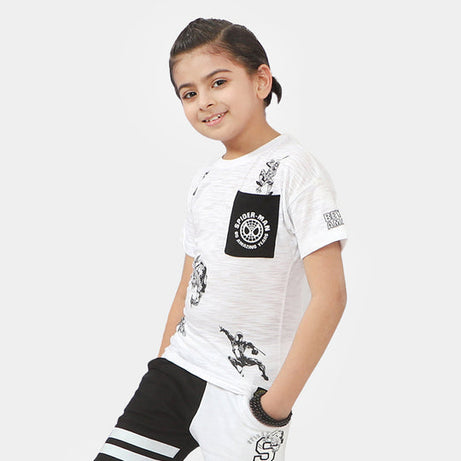 , Cotton character t-shirt, white boys t-shirt