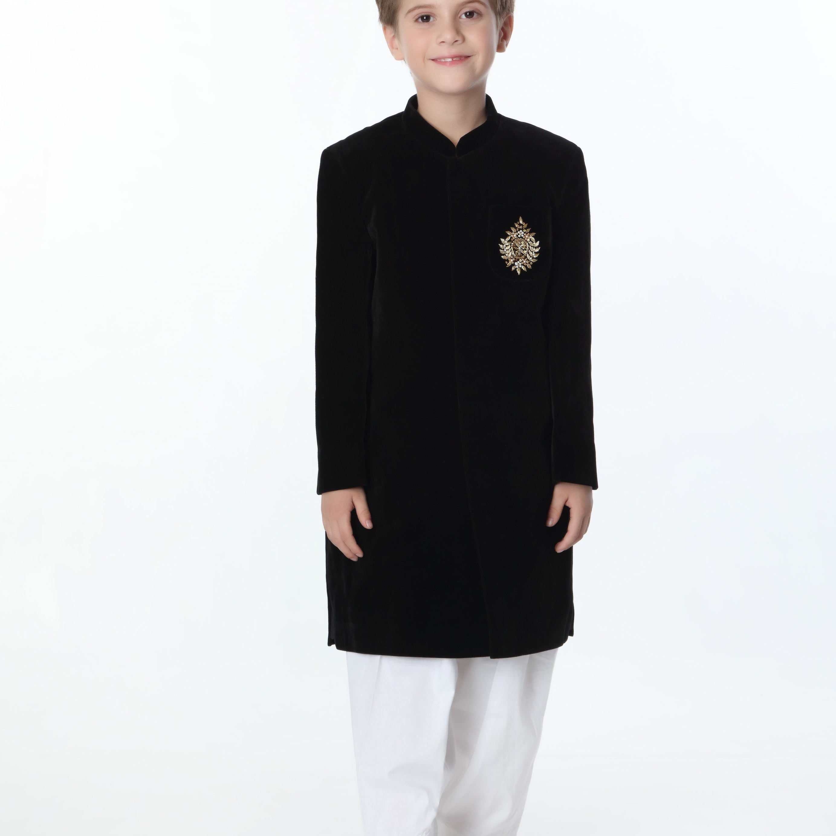 Elevate Your Child's Style with Trendy Black Kids Sherwani - Buy Online Today!