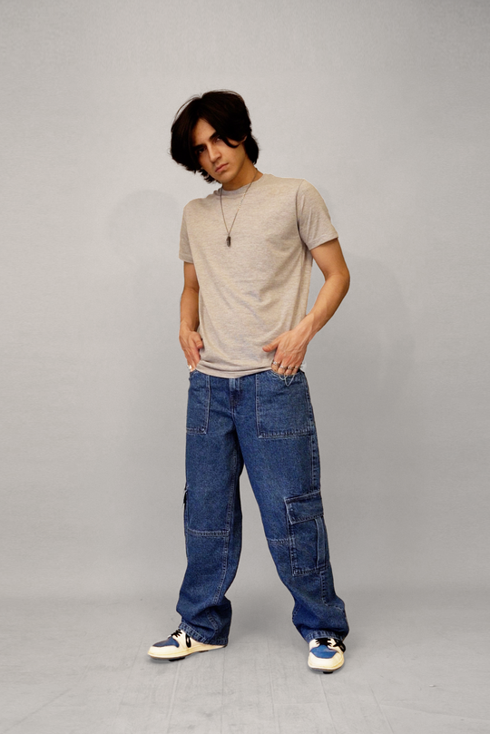 Elevate Your Wardrobe with Kian Mid Wash Denim Cargo Men Jeans - Superior Quality Denimwear