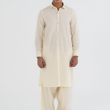 Plain Off White Shalwar Kameez - Premium Quality Ethnic Ensemble for Men