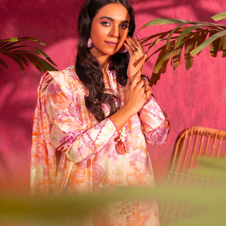 , exquisite unstitched fawn lawn printed fabric, Oaks women's fabric collection