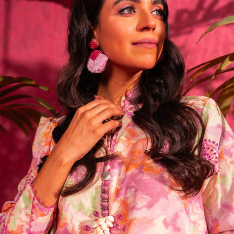 , exquisite unstitched fawn lawn printed fabric, Oaks women's fabric collection