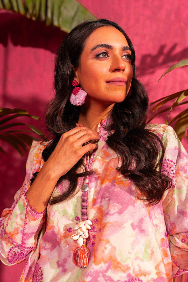 , exquisite unstitched fawn lawn printed fabric, Oaks women's fabric collection