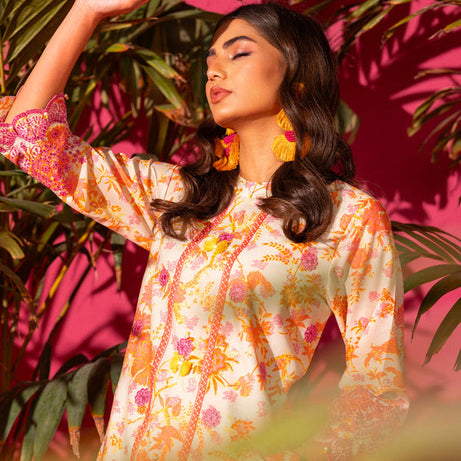 , exquisite women's unstitched Turkish coffee fabric, Oaks embroidered lawn fabric