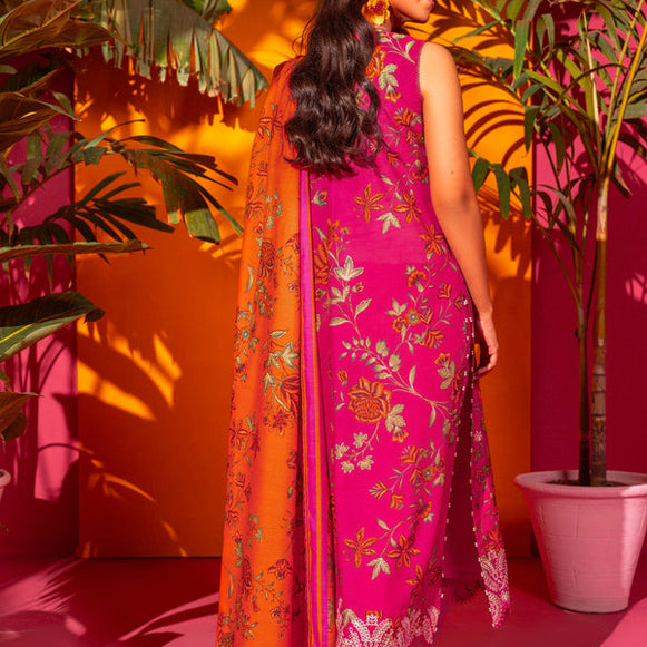 , exquisite women's unstitched yellow phulkari fabric, Zahra Ahmad premium phulkari collection