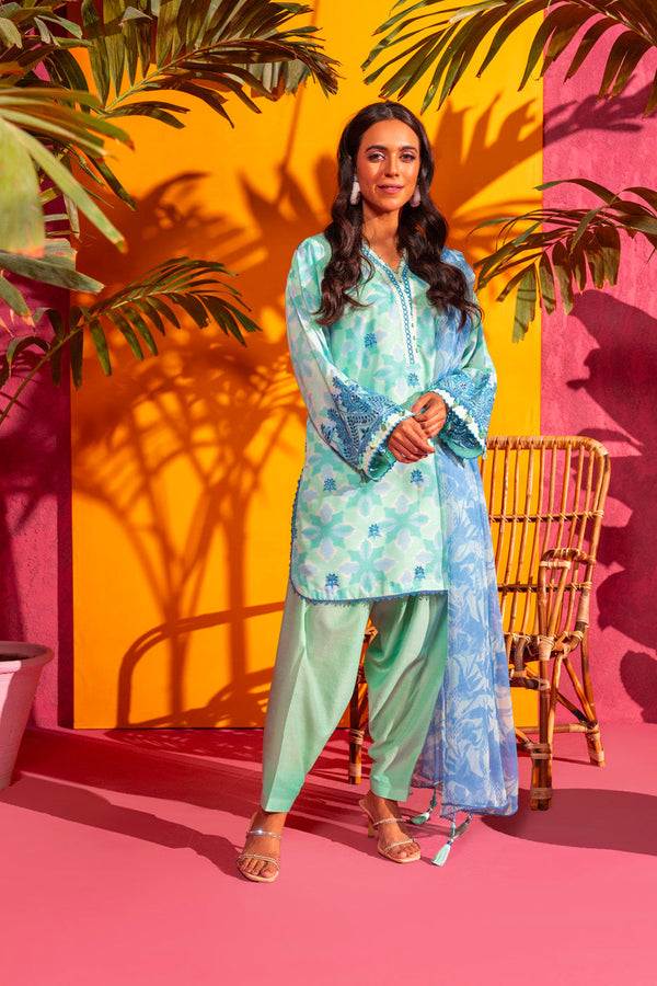 Exquisite 3 Pc Embroidered Poly Lawn Suit with Chiffon Dupatta - Shop Now at Jabeens Shop