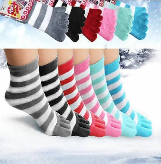 Five Finger Black Stripes Socks for Women