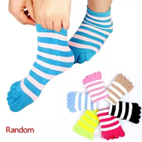 Five Finger Mehroon Stripes Socks for Women