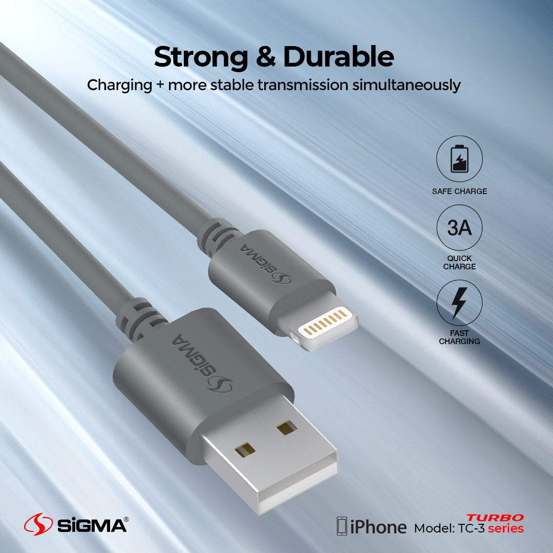 Turbo Lightning (iPhone) Cable 2.4A Auto Disconnect – TC-3