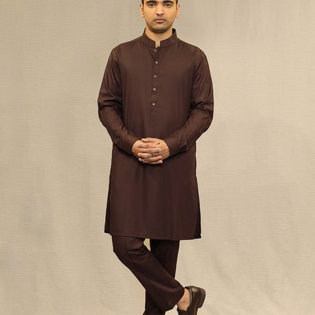 Indulge in Style: Basic Poly Viscose Deep Mahogany Slim Fit Plain Suit