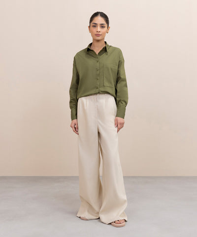 , Oversized Shirt with Dropped Back, Sapphire