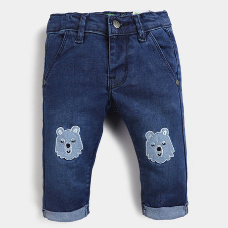 Dress Your Little One in Style with INFANT BOYS DENIM PANT BEAR - DARK BLUE