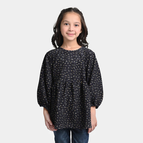 Girls Velvet Casual Top in Black | Free Shipping