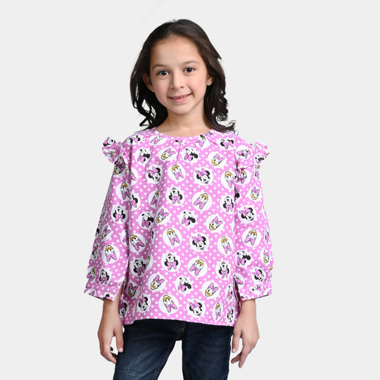 , Flannel top pink, girls casual top