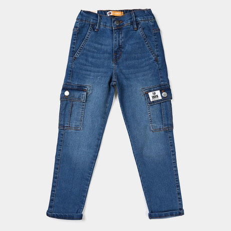 Dress Your Young Gentleman in Comfort and Style with BOYS DENIM STRETCH PANT FLIP REVERSE - MID-BLUE