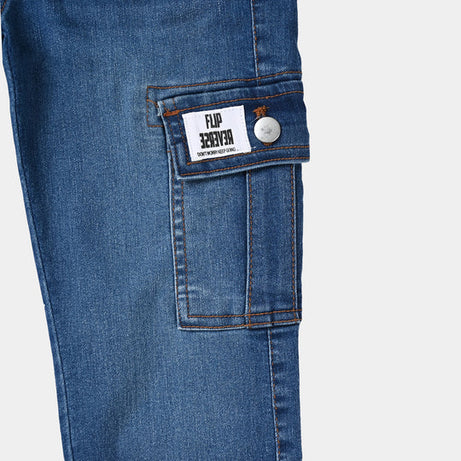 , Denim stretch pants, boys mid-blue pants